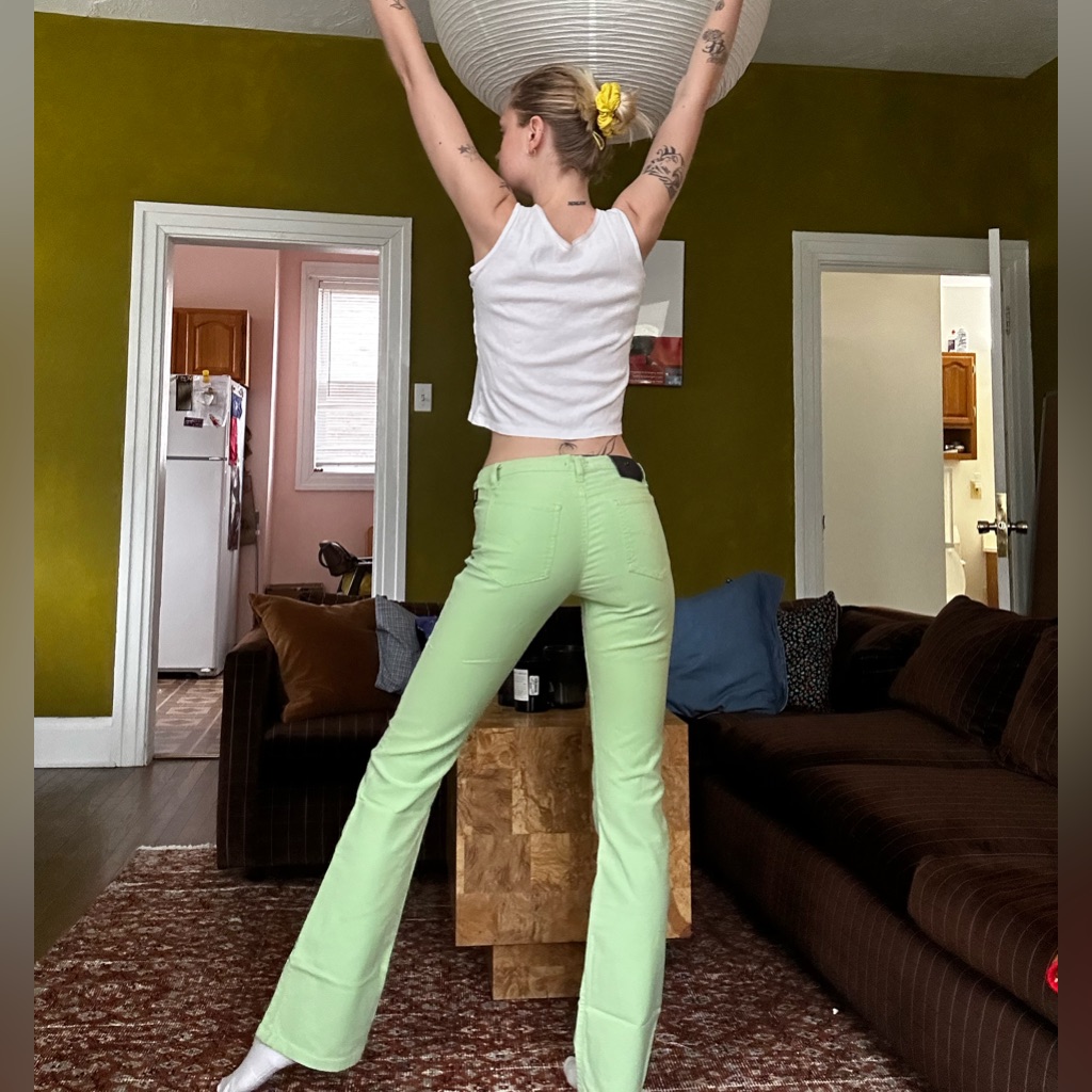 Vintage Low Rise Versace Flair Jean Lime Green
